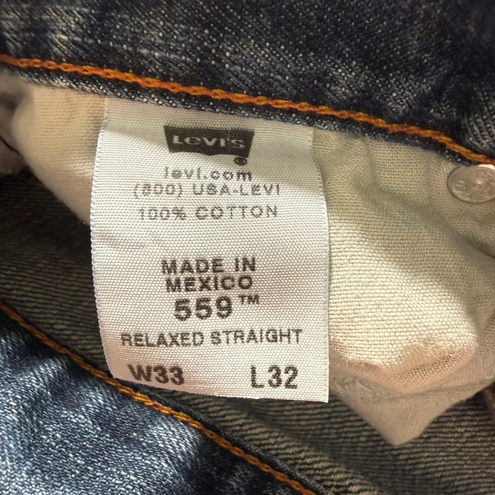 Levis 559 Jeans Mens 33x32‎ Blue Relaxed Straight 90s Wide Leg Baggy Skater